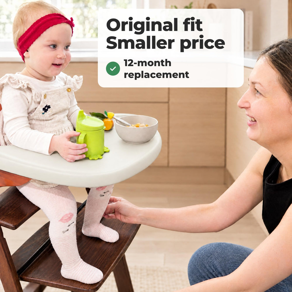 Mesa de silla alta compatible con silla Stokke Tripp Trapp, sin superficie de succión, diseño curvado ergonómico, lechoso mate, sin BPA, fácil de montar
