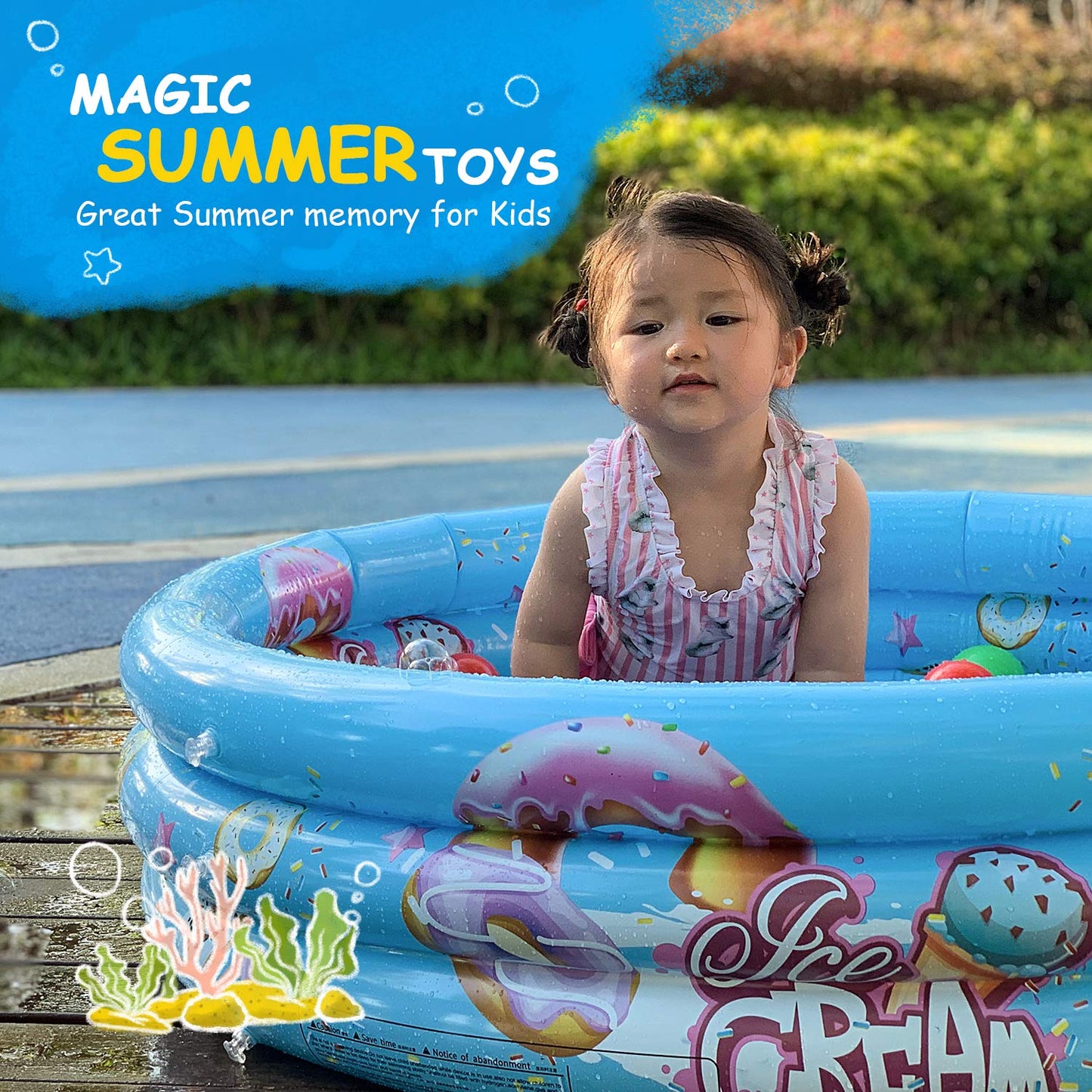 Bestrip Piscina Inflable Alberca Infantil Piscina de Agua para Niños, Material plástico Ideal para bebés y niños y niñas pequeños para Fiesta acuática segura de verano Tamaño 110 x 30 cm