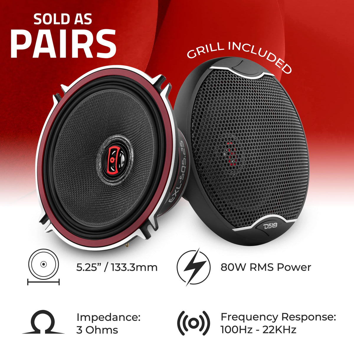 Altavoces de Alta Calidad DS18 Cromados Diseño Compacto 800 Watts juegos de 2