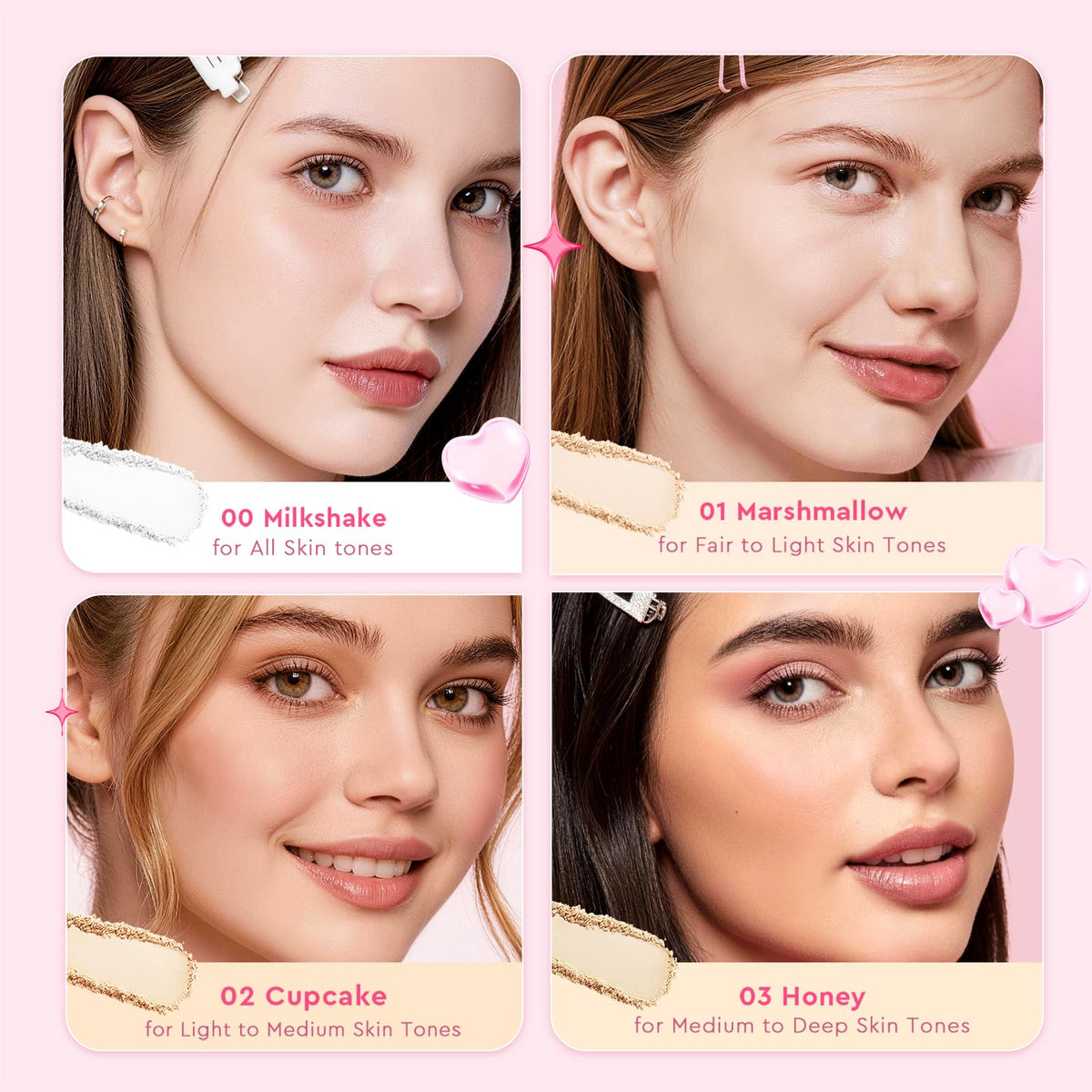 Glad2Glow base en polvo suelto, base en polvo mineral con control de grasa y larga duración, acabado de efecto difuminado para piel madura y todo tipo de piel (00 Milkshake)