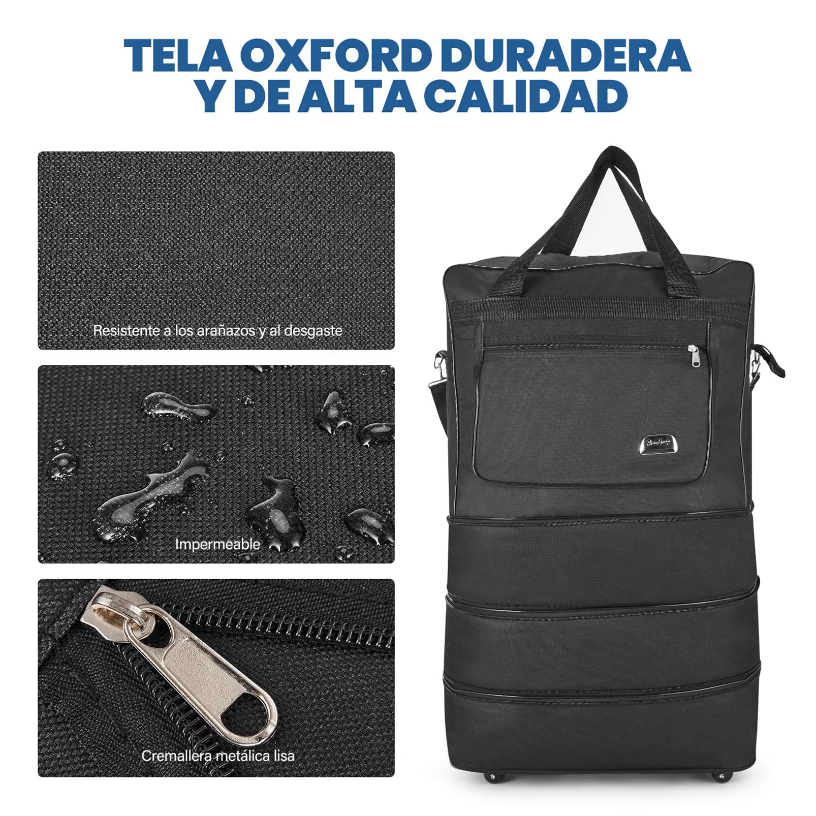Maletas de Viaje Plegable Expandible, MTQ Maleta Plegable de Viaje con Ruedas, Maletas Expandible 5/10/15/20/25 kg, Maleta de Viaje Grandes de 30 Pulgadas. (Negro)