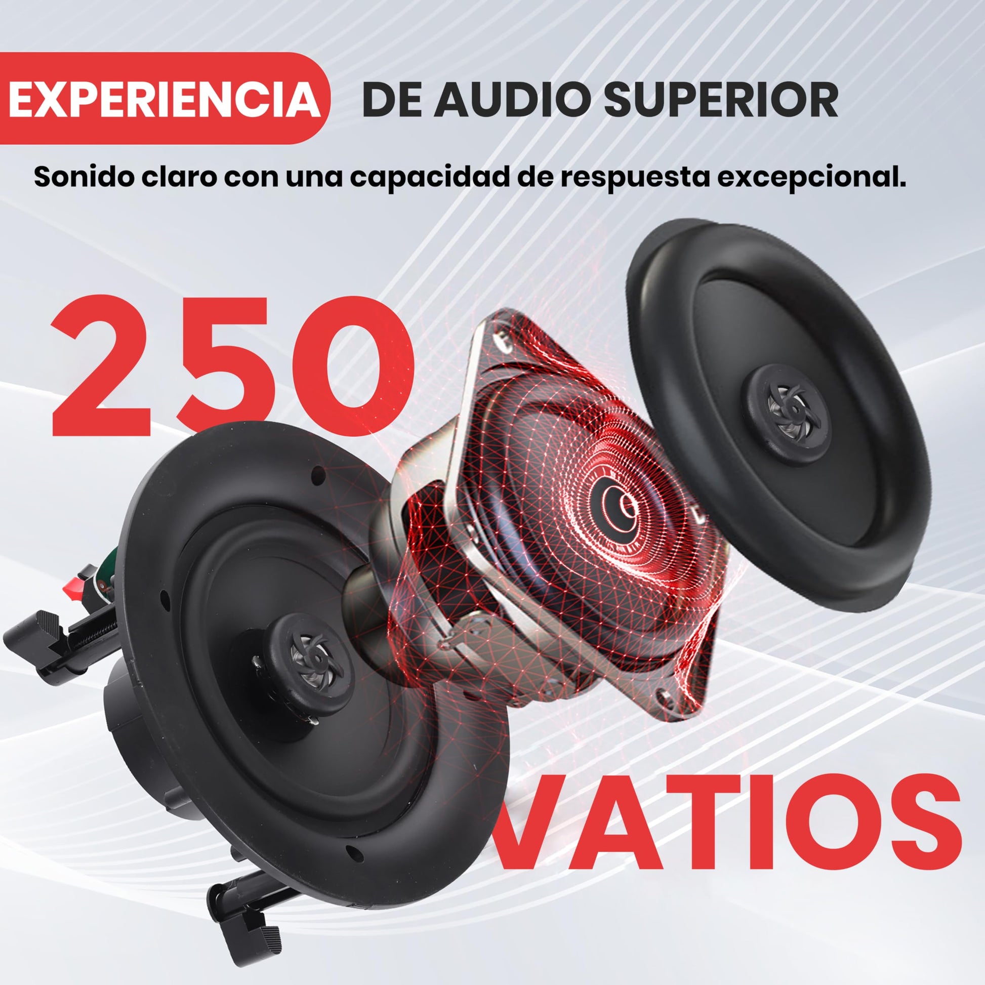 Pyle Par de Altavoces Empotrables de 8 Pulgadas para Techo o Pared de 2 Vías - Sistema de Sonido Estéreo de Rango Completo - Potencia de 250W, Blanco
