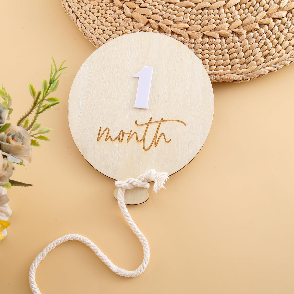 Tarjetas de Hito de Madera para Bebé, Marcadores de Primer Año y Accesorios de Fotografía de Baby Shower
