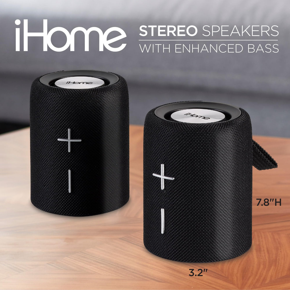 Altavoz Bluetooth iHome Inalámbrico con Opción Estéreo y Graves Mejorados