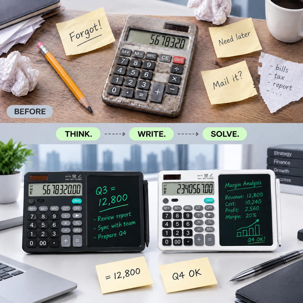 Calculadora de Escritorio DPEDUAI Negro con Tablero de Notas y Lápices Ópticos Integrados