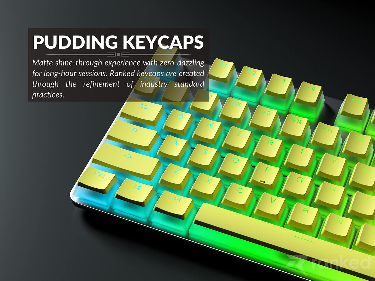 Teclas PBT Ranked Amarillo Diseño Translúcido ANSI para Teclado Mecánico RGB Juego