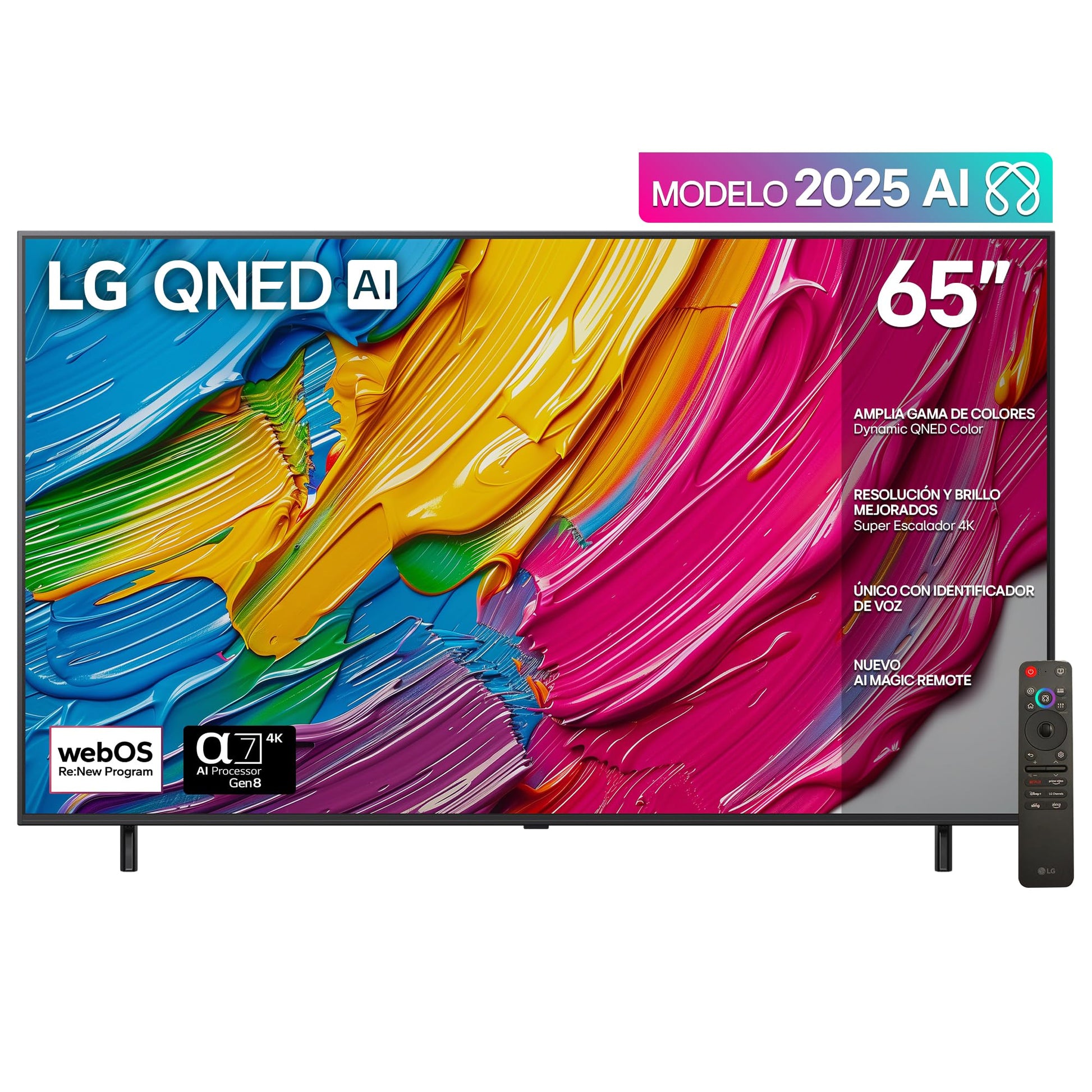 LG Pantalla 65 Pulgadas QNED AI QNED80 4K Smart TV 2025