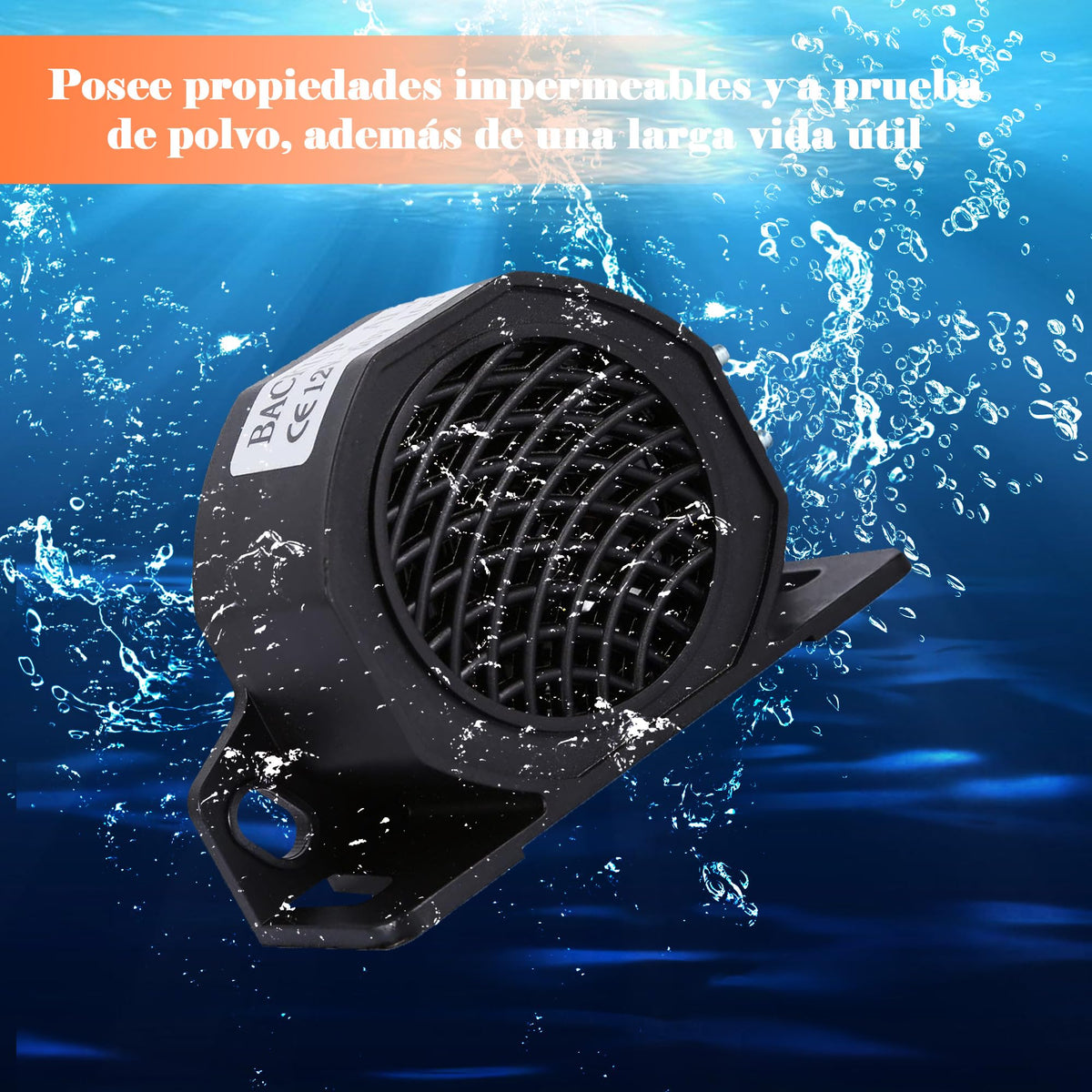 Alarma de Reversa COUWELL Negra Universal Impermeable para Camiones y Vehículos Pesados