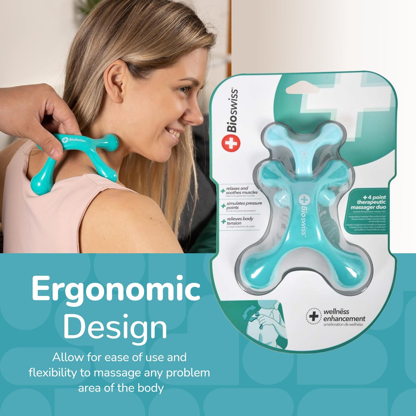 Bioswiss Wellness Relaxing Soother and 4 Point Therapeutic Massager Duo 2 Pack