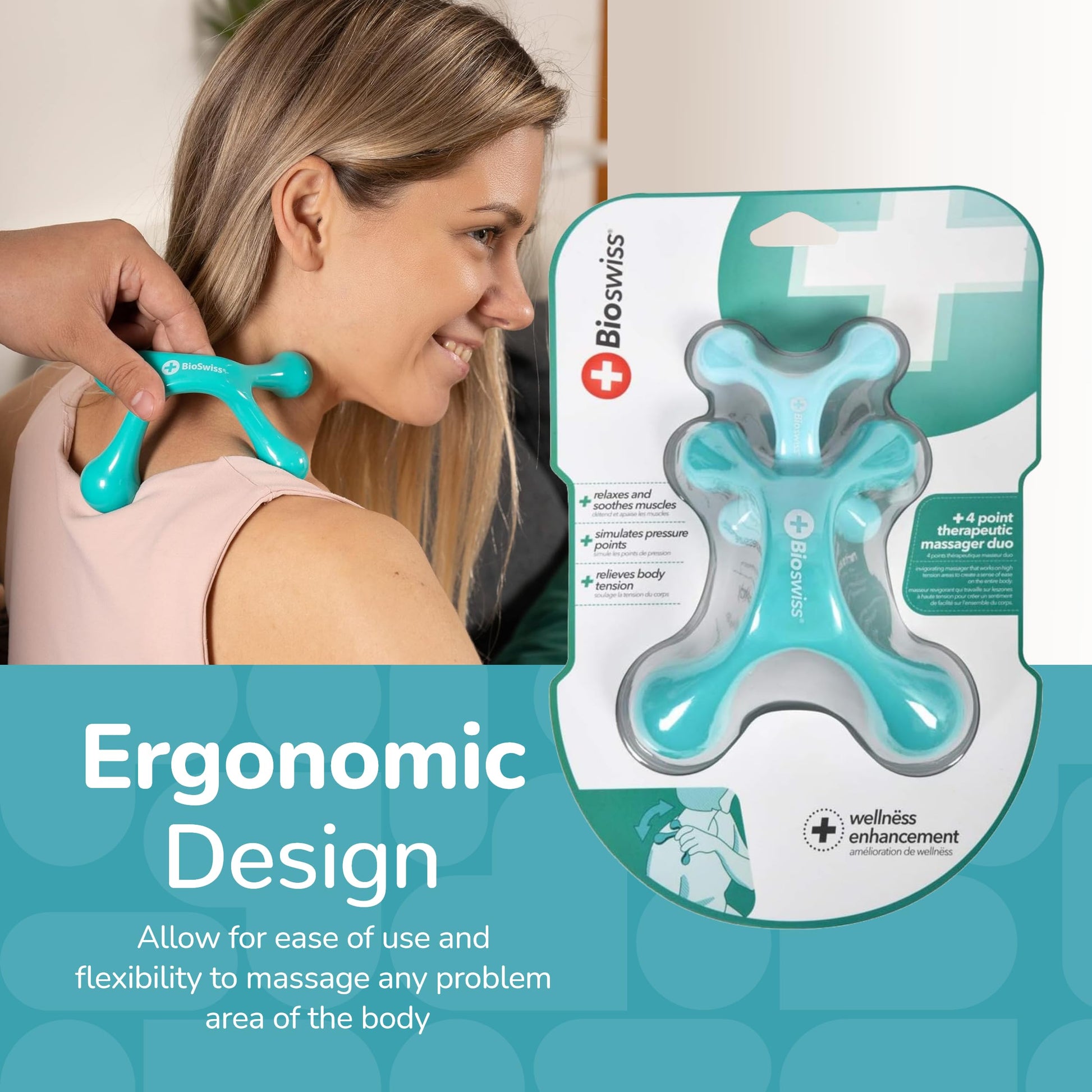 Bioswiss Wellness Relaxing Soother and 4 Point Therapeutic Massager Duo 2 Pack