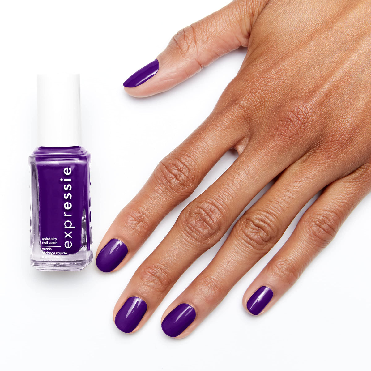 essie expressie Quick Dry Vegan Nail Polish, Vibrant Purple with Blue Undertones, No Time to Pause, 0.33 Ounce