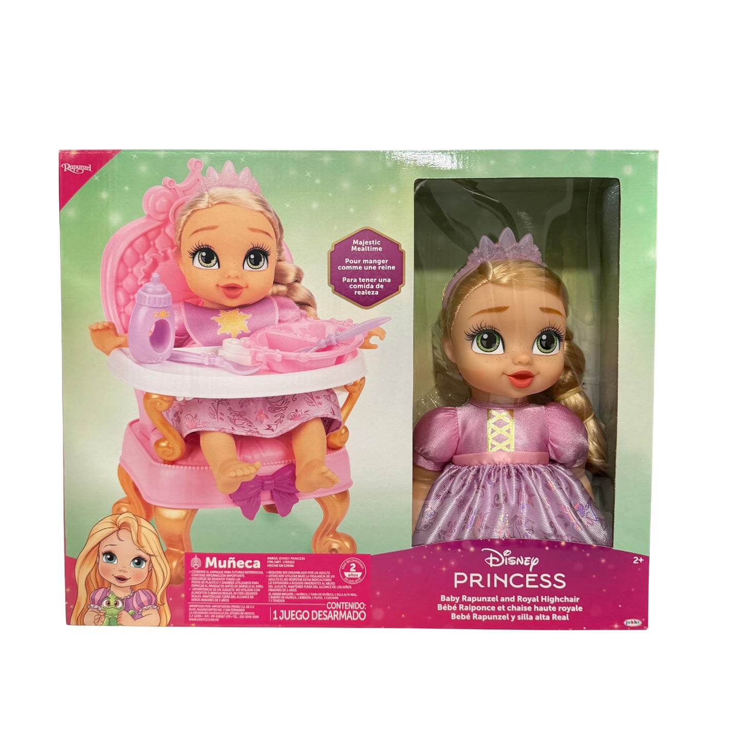 Disney Juguete Bebé Rapunzel y Silla Real | para niños y niñas de +2 años | Regalo Perfecto para Navidad | Cuida, Mima y alimenta a Bebé Rapunzel