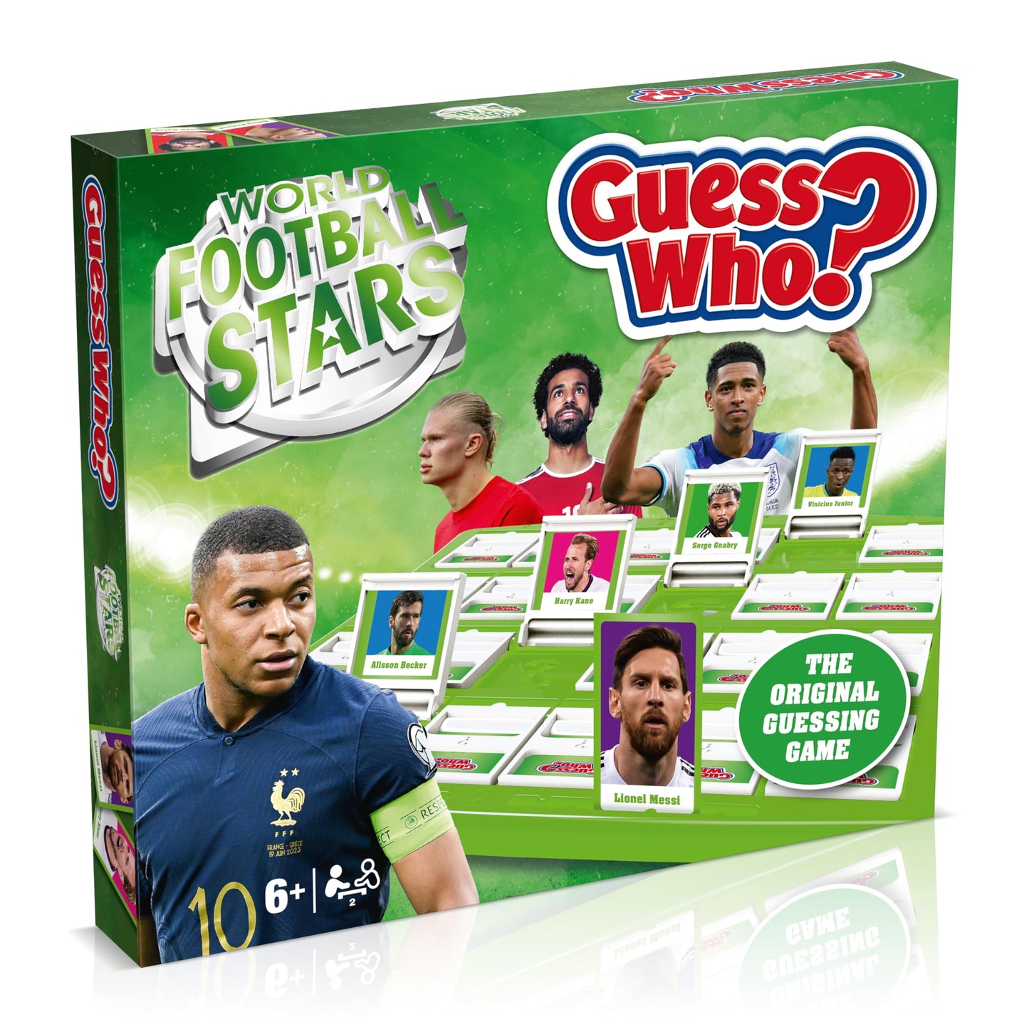 Juego de Mesa Winning Moves Estrellas del Fútbol Mundial verde, Adivina Quién de Messi y Ronaldo para Niños a Partir de 6 Años