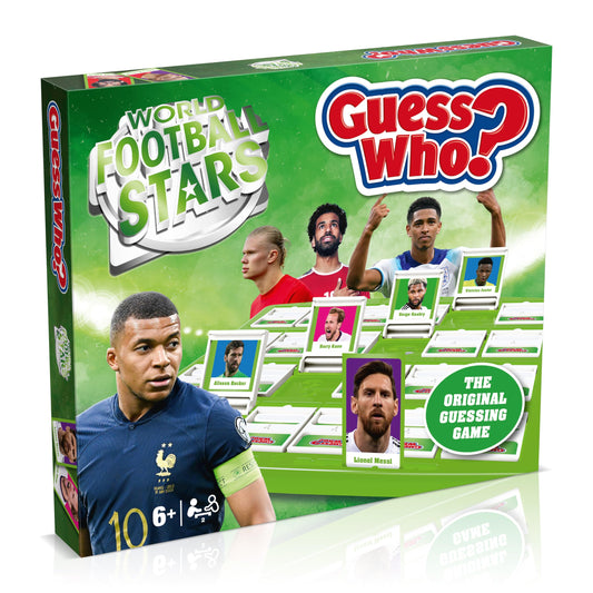 Juego de Mesa Winning Moves Estrellas del Fútbol Mundial verde, Adivina Quién de Messi y Ronaldo para Niños a Partir de 6 Años