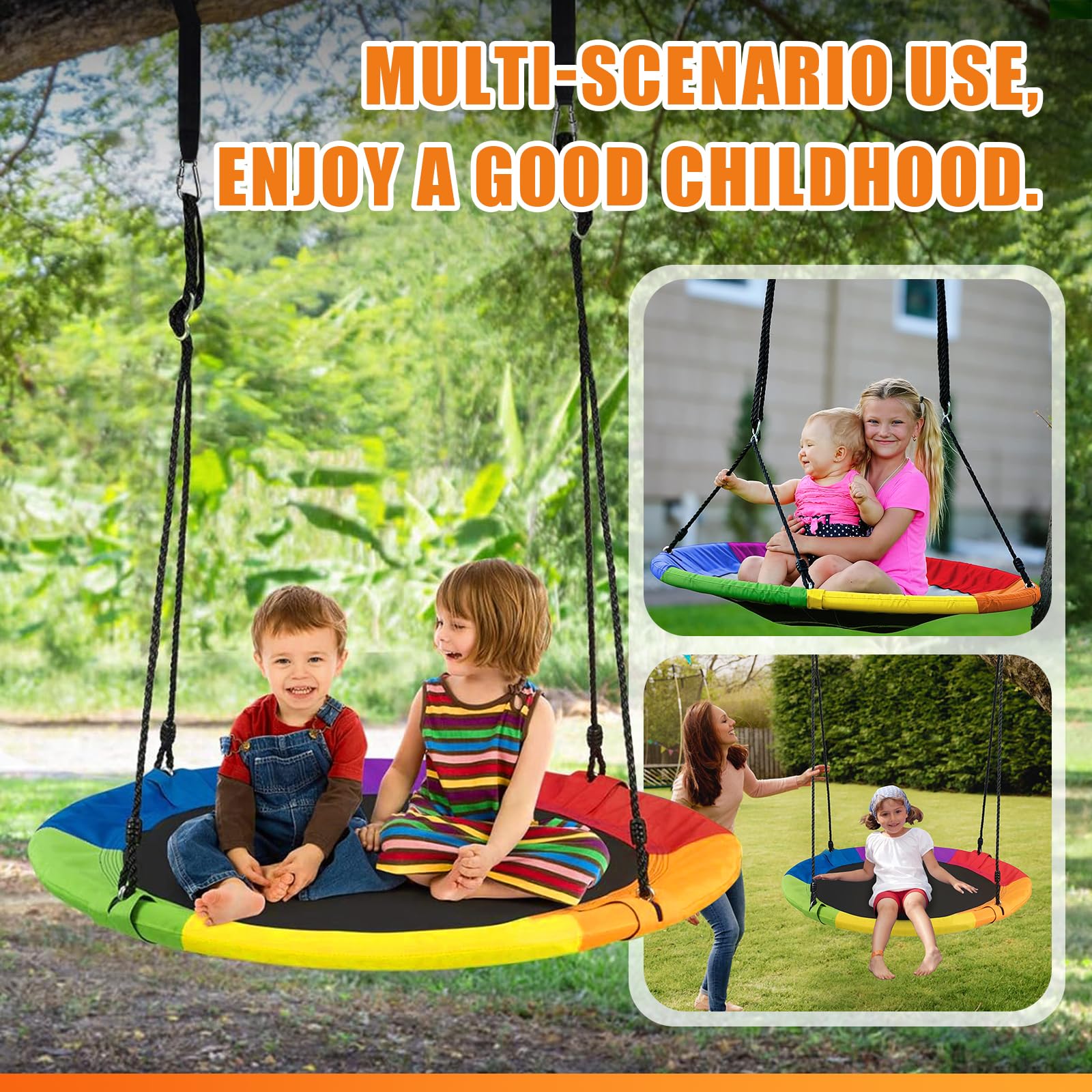 Columpio de Árbol RayRoam 40 Pulgadas Tela Textil Impermeable para Niños