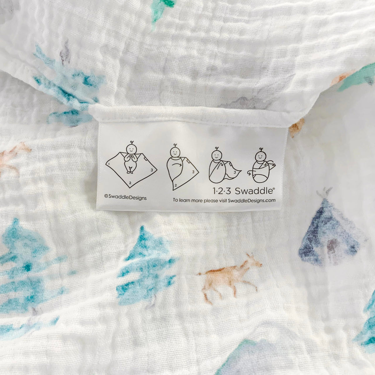 SwaddleDesigns - Juego de 4 Mantas de Muselina de algodón, Manta receptora para niños y niñas recién Nacidos, Registro de bebé y Regalo, 46 x 46 Pulgadas, Acuarelas montañas y árboles