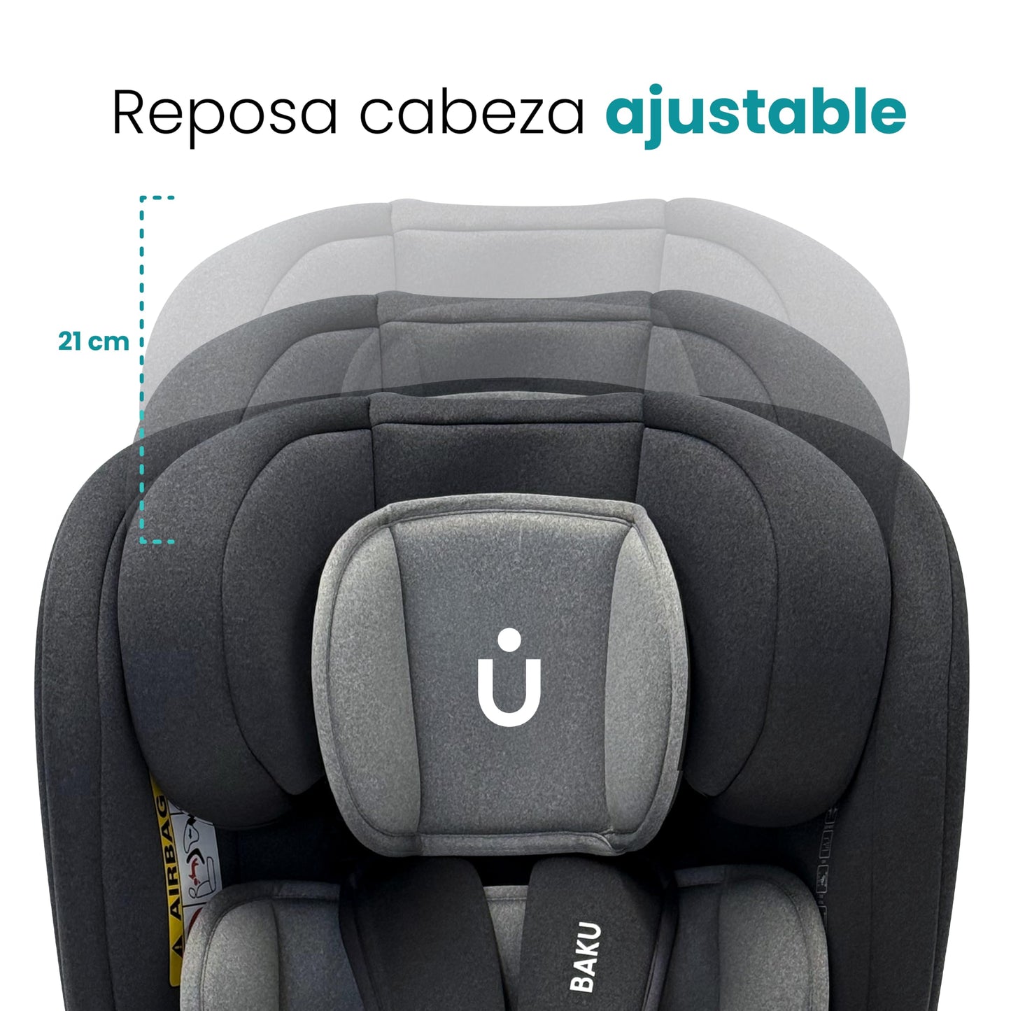 Amulay Autoasiento Baku 360° ISOFIX i-Size, 0 a 12 Años, Gris y Negro