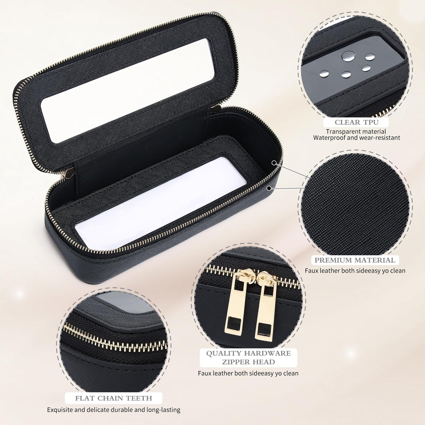 Pinkmik - Estuche para brochas de maquillaje transparente de viaje y neceser, bolsa de maquillaje pequeña con cierre, organizador para mujer, B5/Negro, L+M+SLIM