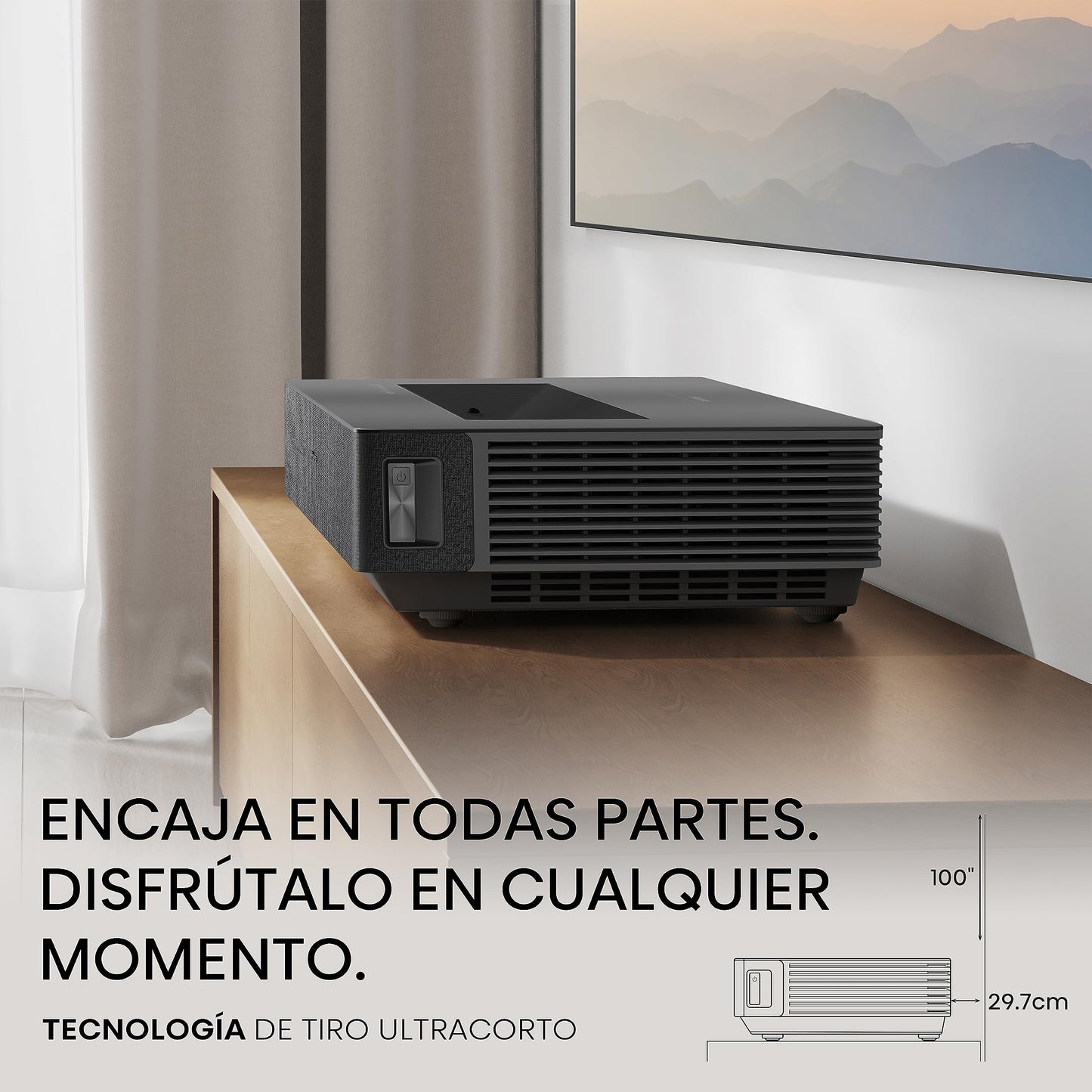 Hisense Laser 4K 100L5H Google TV. Proyector Smart de Tiro ultracorto + Pantalla de 100'' con tecnología ALR