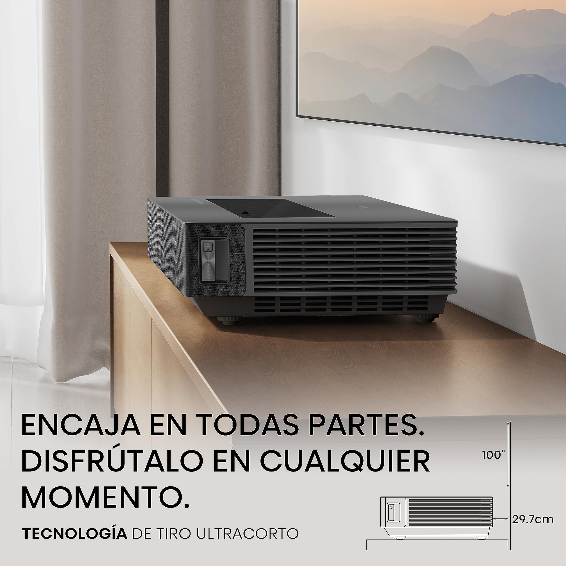 Hisense Laser 4K 100L5H Google TV. Proyector Smart de Tiro ultracorto + Pantalla de 100'' con tecnología ALR
