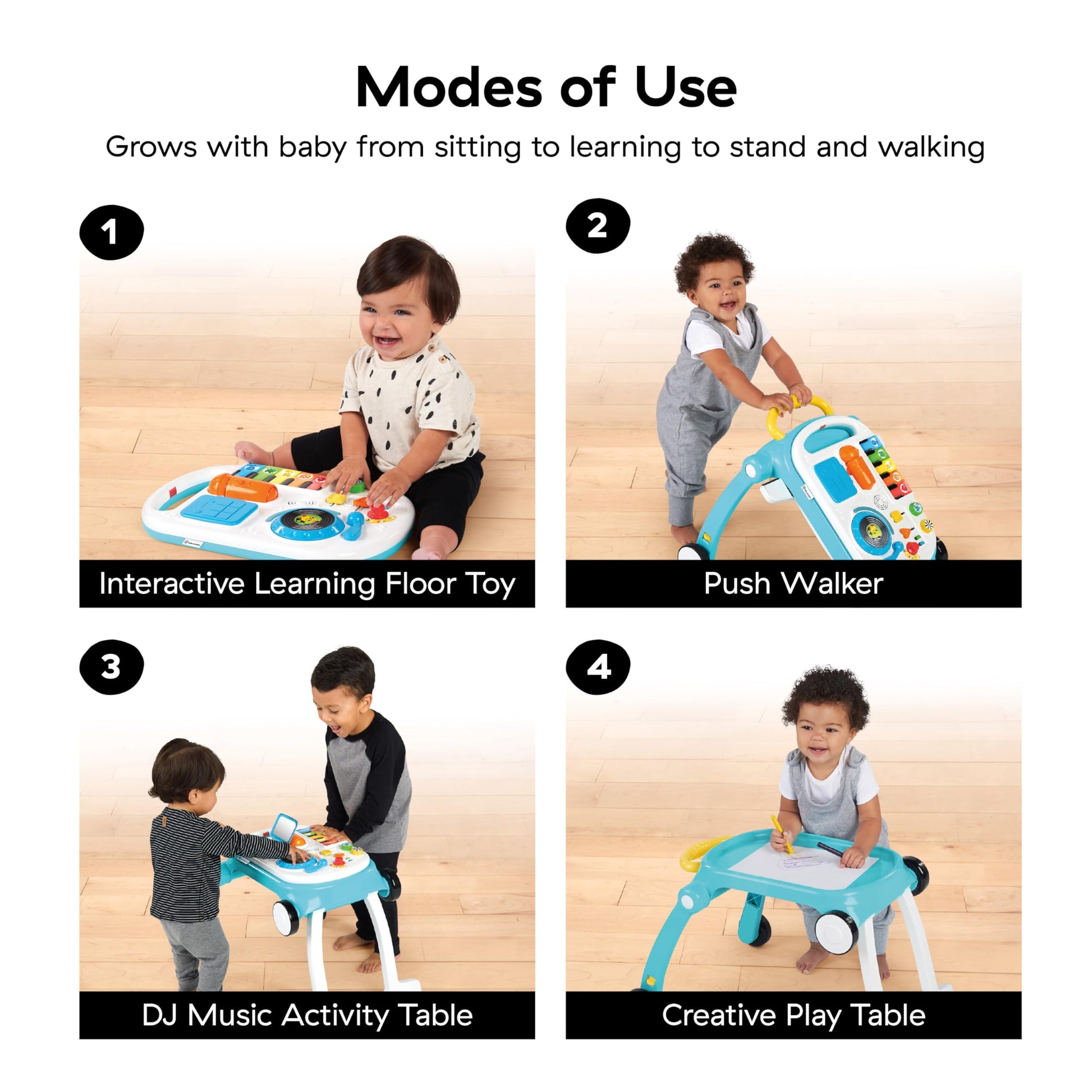 Baby Einstein Musical Mix 'N Roll 4 en 1 caminador de actividades y mesa, a partir de 6 meses