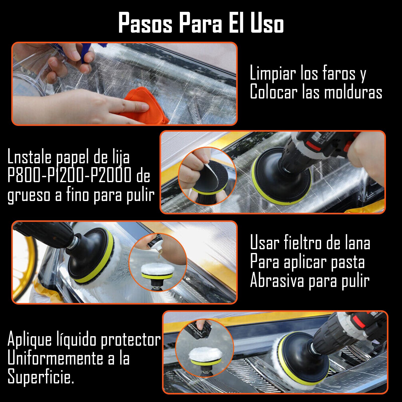Kit de Restauración de Faros Delanteros y Traseros con Pulidor y Restaurador de 85 g