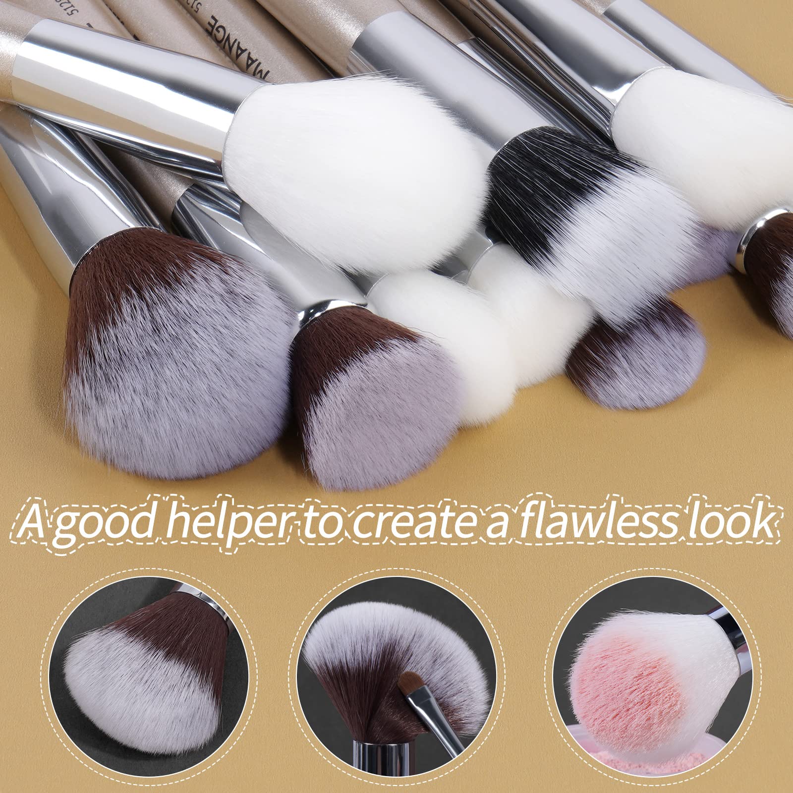 Brochas de Maquillaje Profesional 30 Piezas kit Alta Calidad Sintético Brochas Maquillaje Sombras de Brochas para Ojos en Polvo para Base de Maquillaje -Champagne Gold