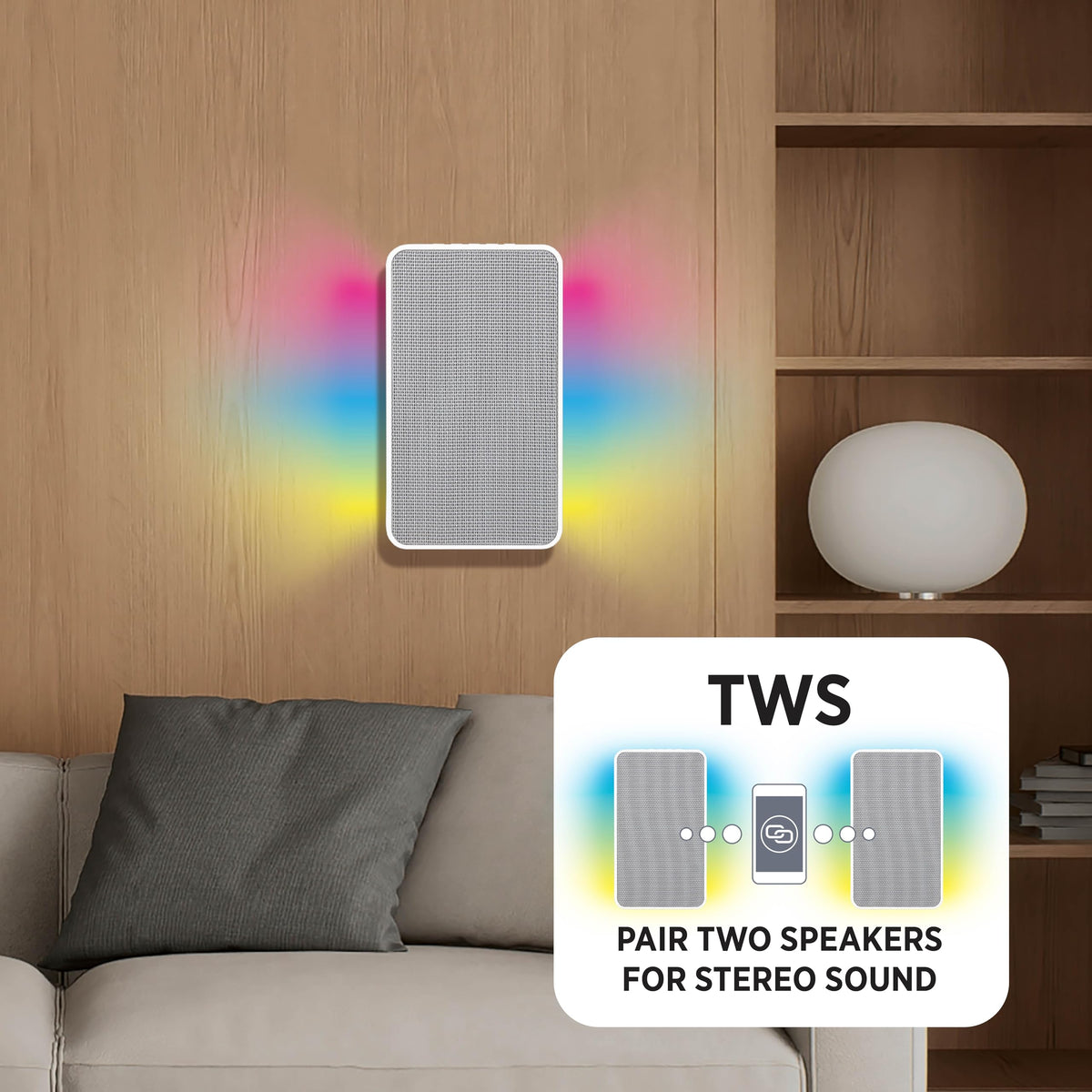 Altavoz Bluetooth InnoVibe RGB Inalámbrico de Pared para Patio