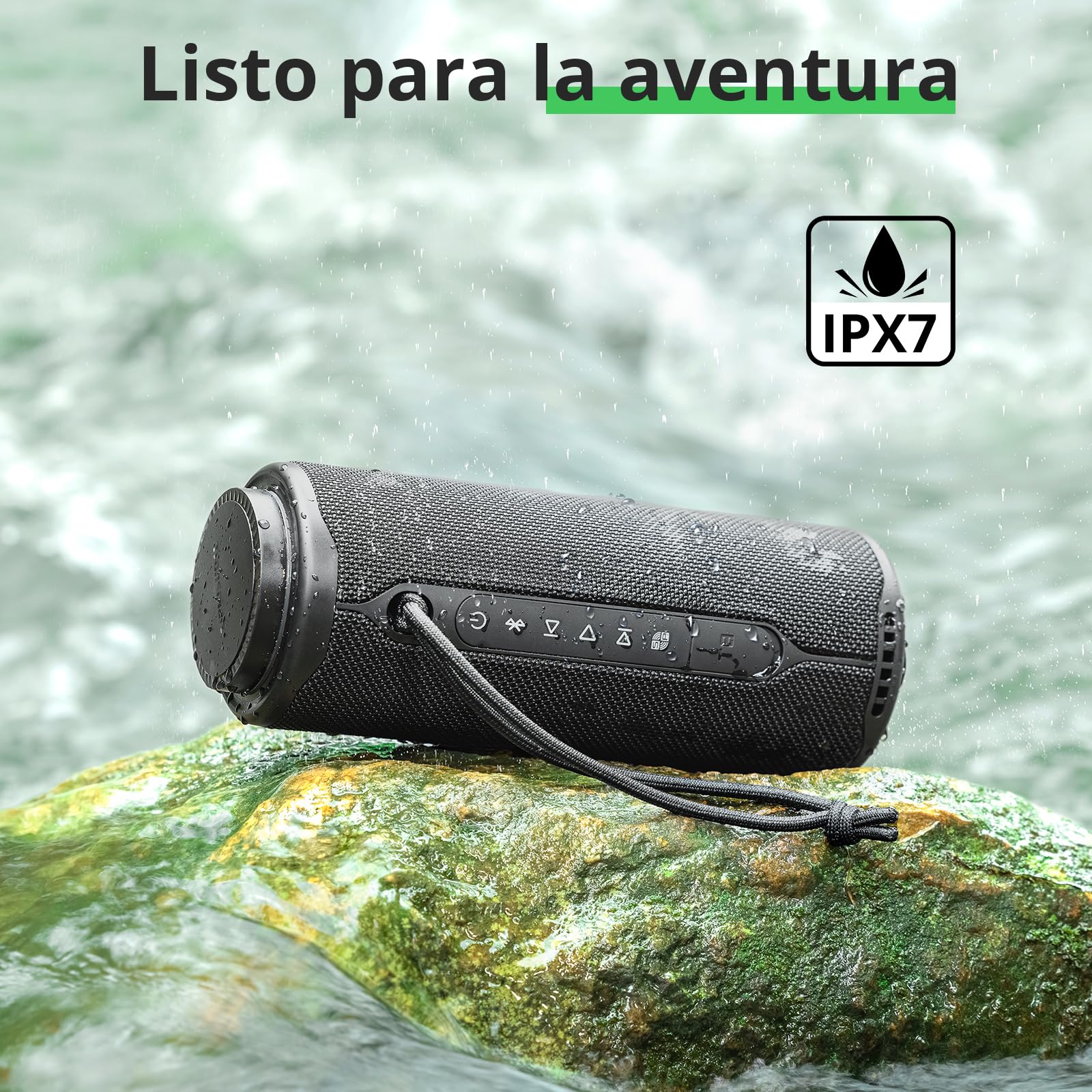 Tronsmart T8 Bocina Bluetooth Portátil para Exteriores, Sonido más Potente y nítido de 40W, Sonido de 360°, Audio de 2.1 Canales, IPX7, Personalizados Audio y Luces, cordón portátil (Azul)