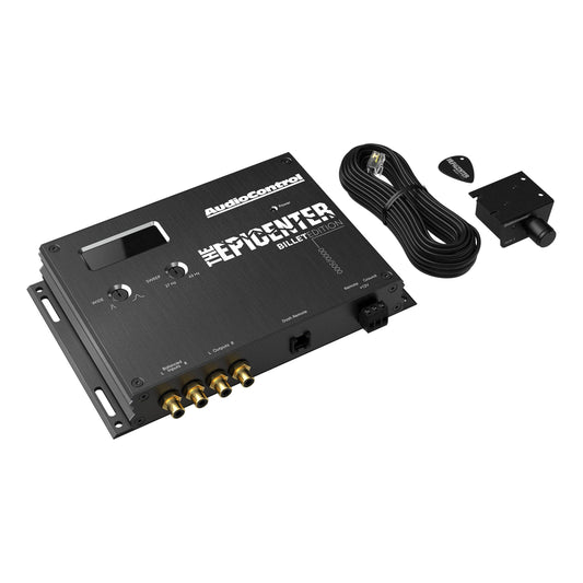 AudioControl The EPICENTER Billet LE Edición Limitada Procesador Digital de Restauración de Bajos, Potenciador de Audio de Coche con Soporte de Tablero Incluido, Perilla de Control Remoto con Cableado