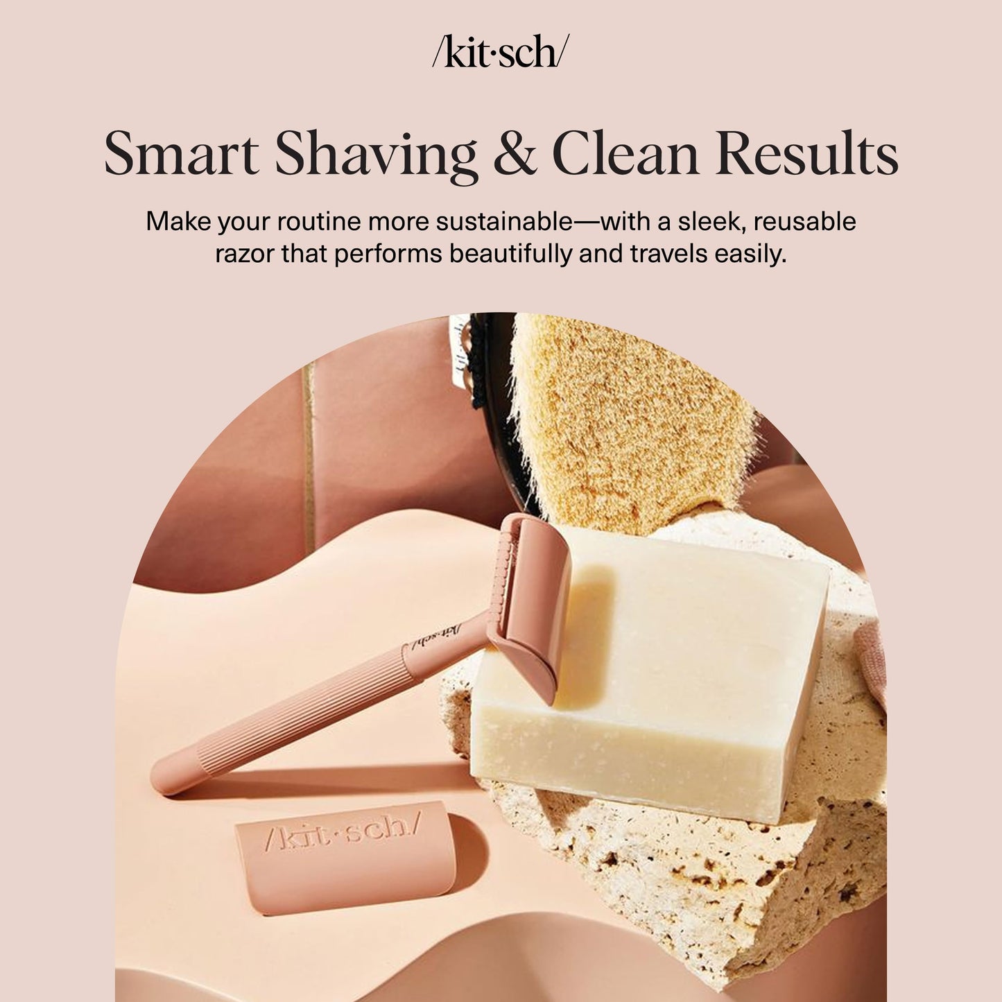 Kitsch- Kit de maquinilla de afeitar de seguridad de doble filo para mujeres y hombres, mango largo de metal y hoja única de acero inoxidable, Razo