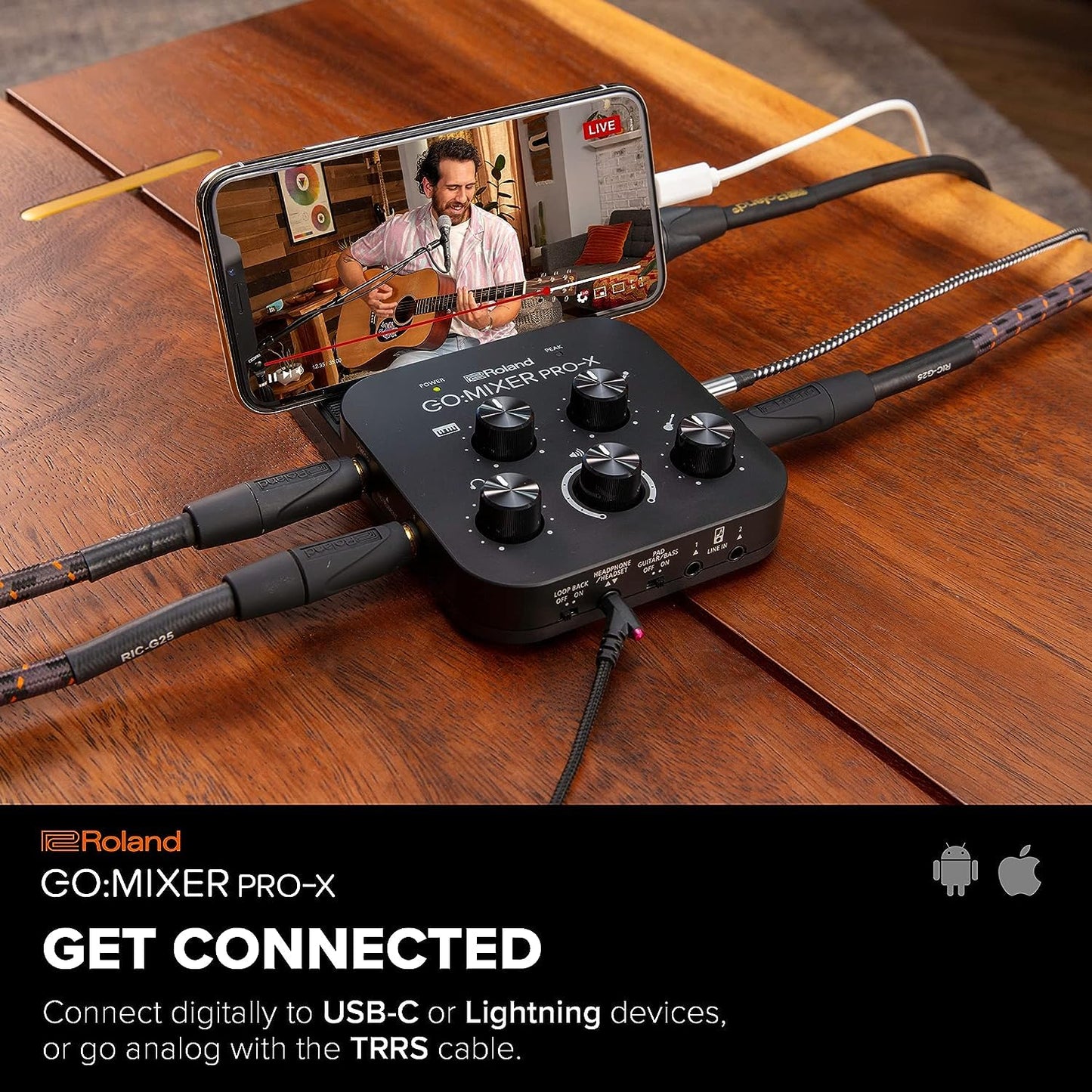 Mezclador de Audio Portátil Roland GO:Mixer PRO-X para Vídeos, Transmisiones y Podcasts profesionales con Dispositivos Móviles