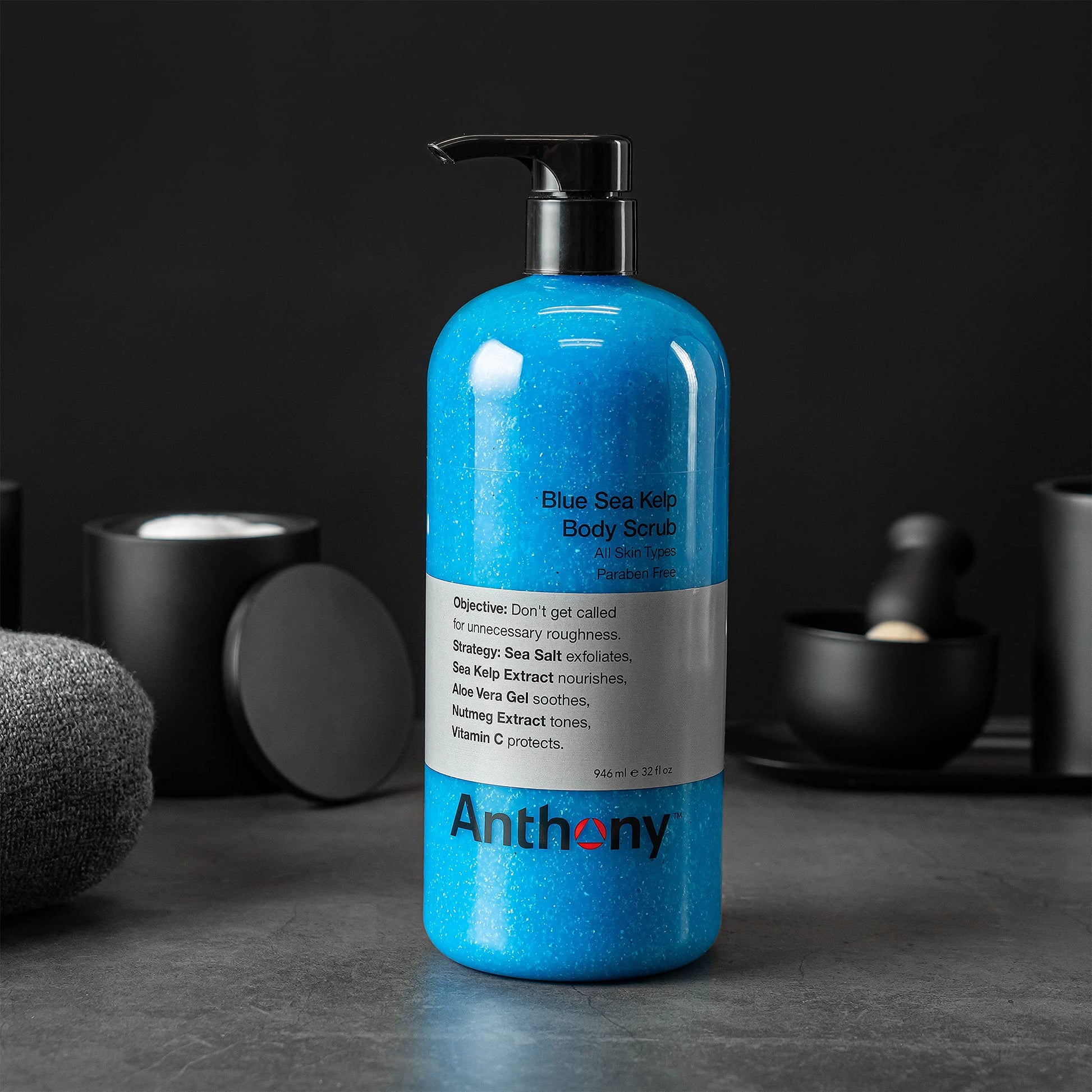 Exfoliante Corporal Anthony Azul Blue Sea Kelp para una Piel Suave y Rejuvenecida