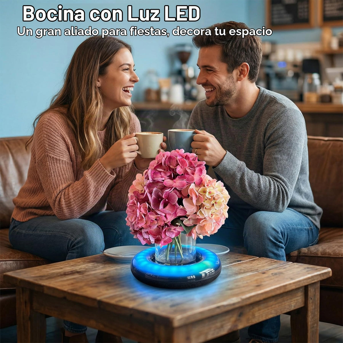 Bocina Bluetooth Portátil con Iluminación RGB Ajustable Inalámbrica Sonido Potente de 16W Bajos Profundos IPX6 Impermeable para Interiores y Exteriores