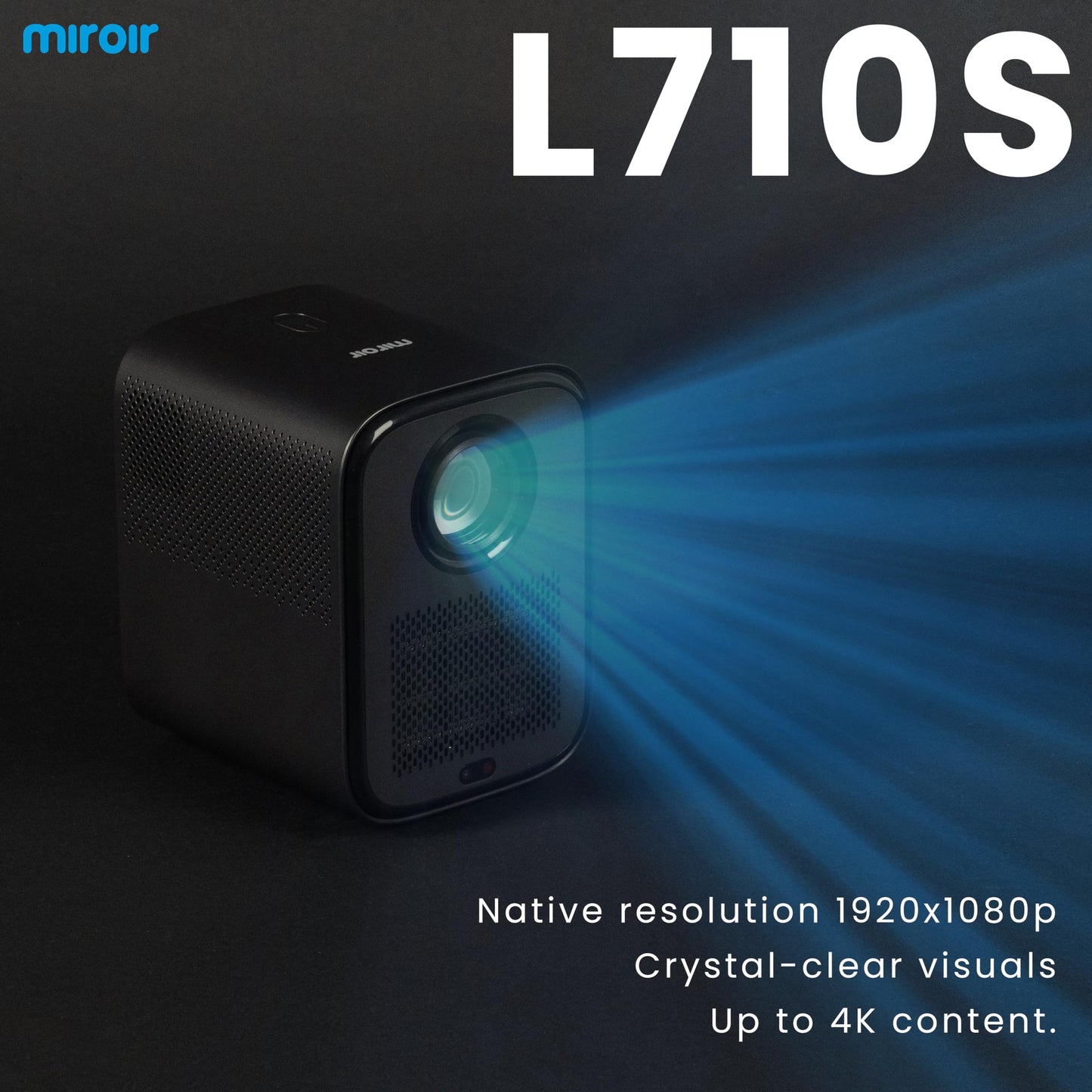 Proyector Inteligente L710S 1080p con transmisión integrada, WiFi y Bluetooth. Disfruta de imágenes increíbles con Enfoque automático y Keystone. Zoom Digital y Sonido Dolby con 2 Altavoces de 5