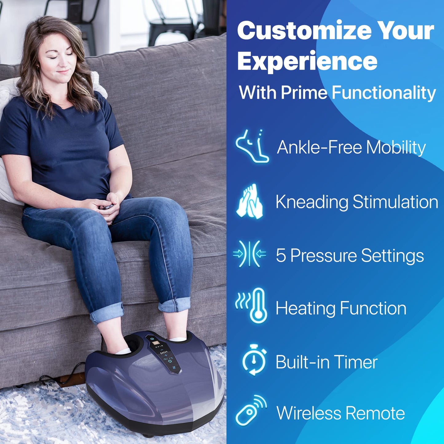 Máquina Masajeador de Pies MIKO Negro con Amasado Profundo, Compresión, Shiatsu y Calor para Hombre Talla 13