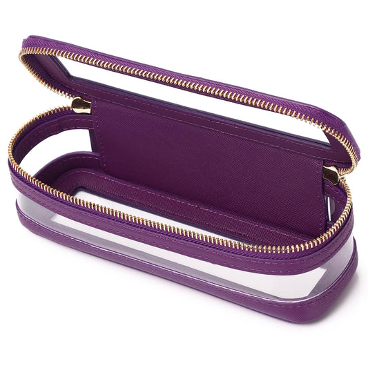Pinkmik - Estuche para brochas de maquillaje transparente para viajes, bolsa de cosméticos y artículos de cambiador, bolsa de maquillaje delgada con cierre, organizador de cartera pequeño, esencial
