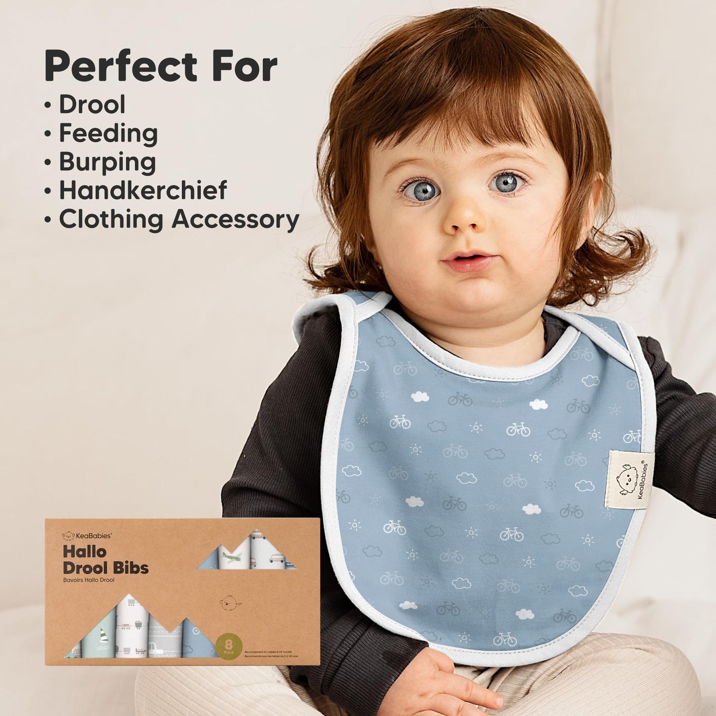 Paquete de 8 Baberos para Bebés, Niños y Niñas - Baberos de Cubierta para Baberos y Dentición para Bebé Niña y Niño Pequeño, Recién Nacido, Suaves y Absorbentes, Lindos, Gran Cobertura Mantiene al