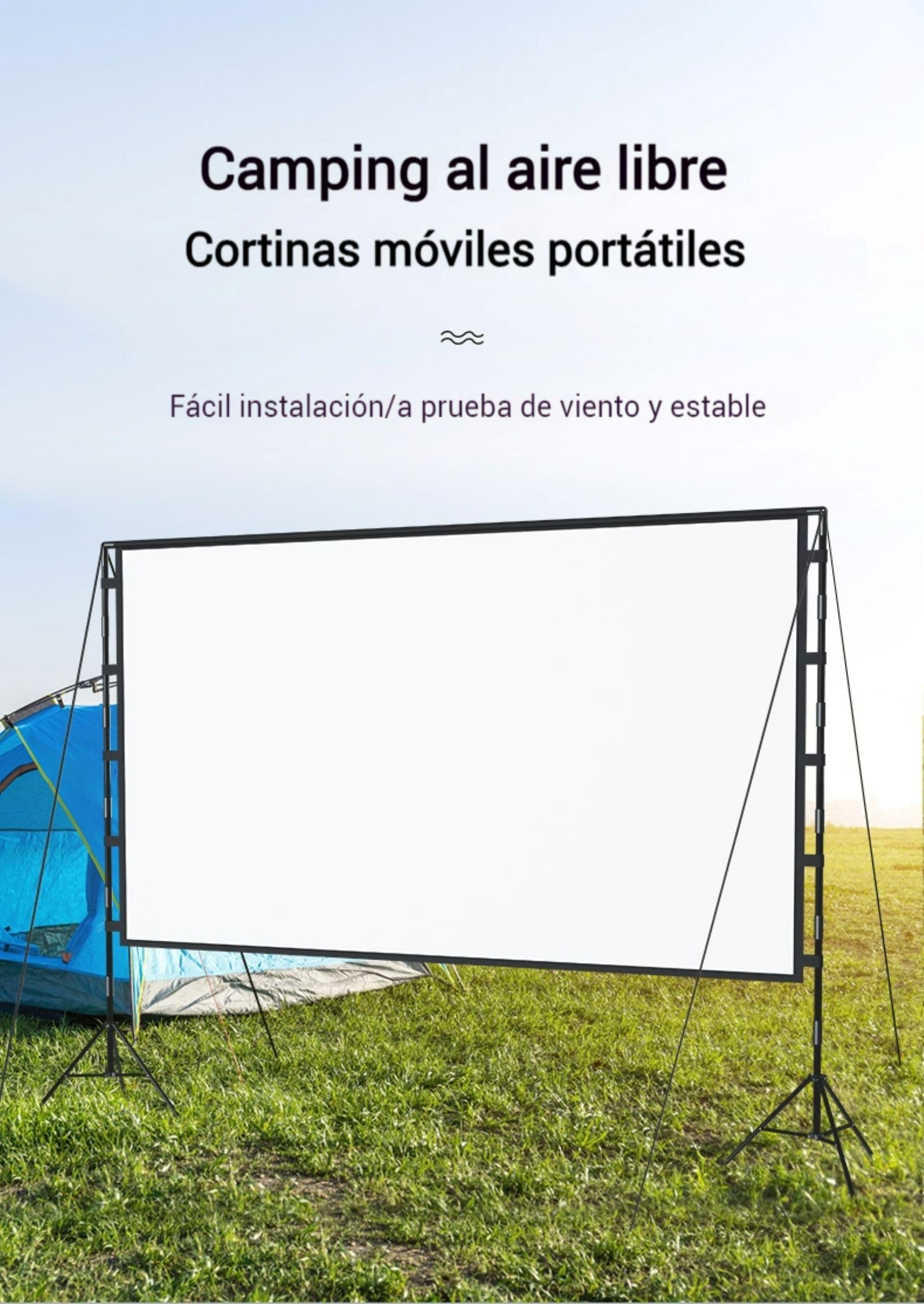 AOSO Pantalla para Proyector de 100 Pulgadas con Soporte, DiseñO PortáTil (TamañO 40x18x19cm), 16:9 4K HD Resistente a Las Arrugas Pantalla de Cine para La Noche de Cine y Fiesta (100 Pulgadas)