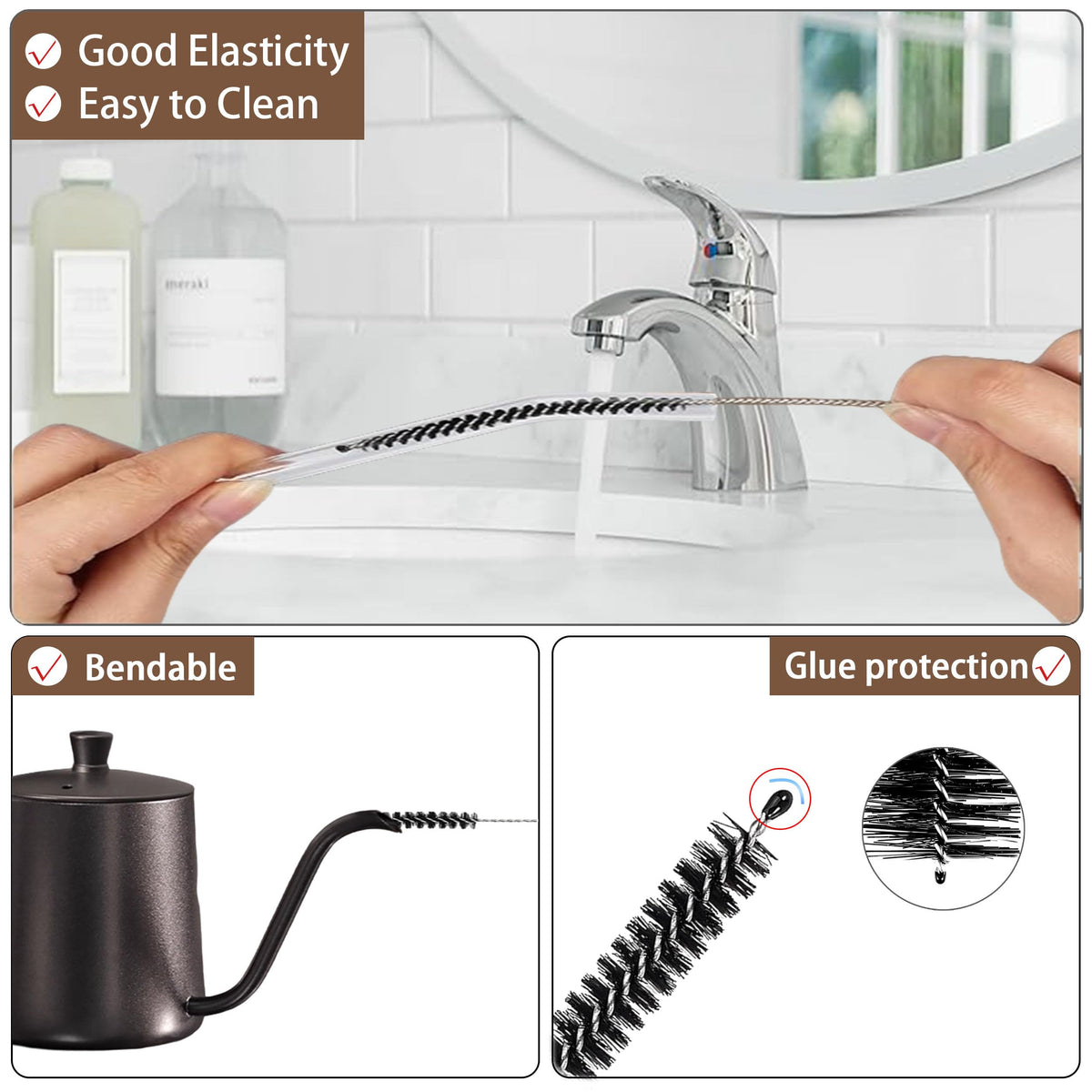 CIDYAUST - Juego de cepillos para limpieza de pajitas, limpiador de tuberías con 10 diámetros diferentes y anillo para colgar, cepillo de paja para vaso, fregaderos, tubo de ensayo, comederos Stanley