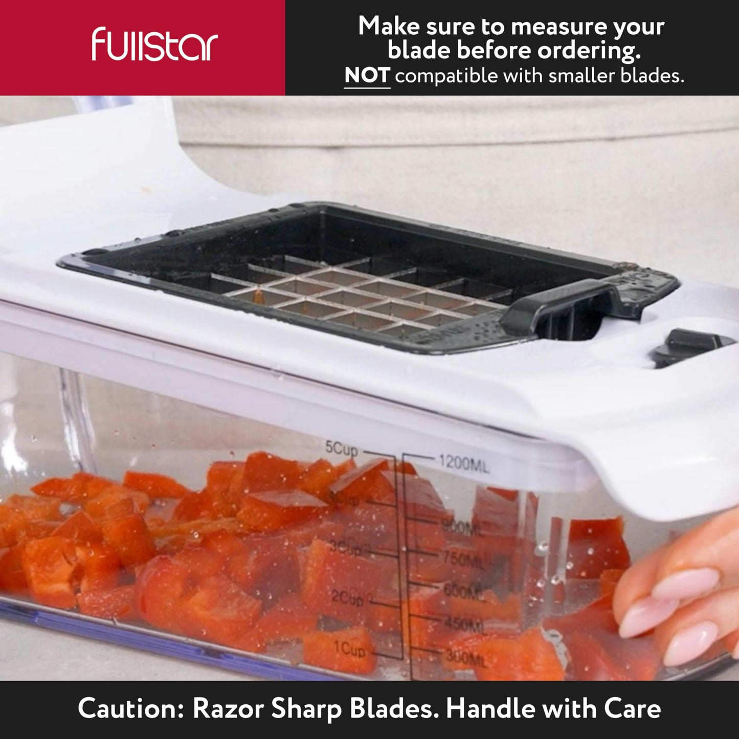 Fullstar - Juego de 2 piezas de repuesto para picador de verduras, dados grandes para papas, manzanas, peras y dados pequeños para cebollas, tomates (3.9 x 4.4 pulgadas)