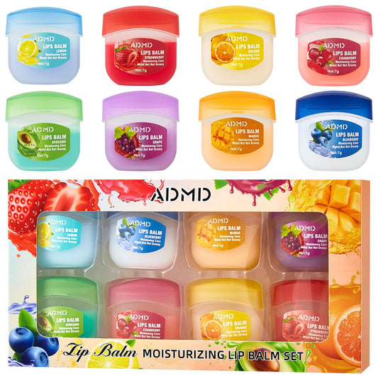 GIVOOBE Labial Hidratante, 8PCS Bálsamo Labial Selección Natural, with Vitamin E and Coconut Oil, Ideal para Labios Secos y Agrietados