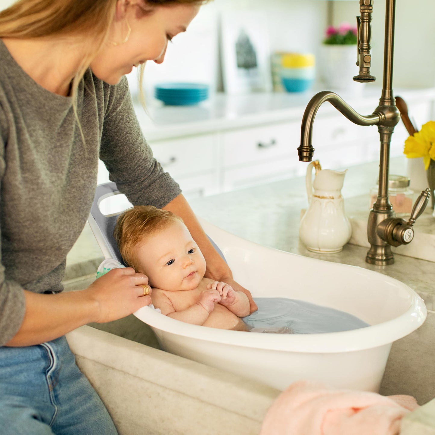 Bañera Munchkin Azul con Asiento para Bebé 0-12 Meses