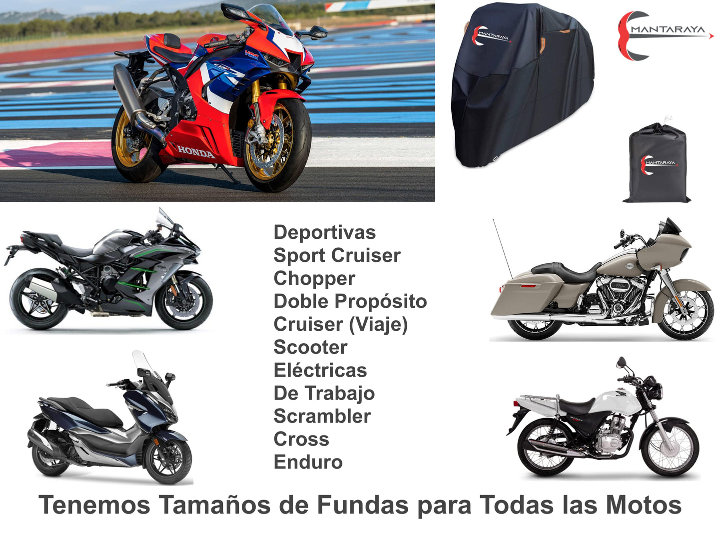 Manta Raya Funda Premium para Motocicleta Moto en Varios Tamaños Protección con Costuras Termo Selladas 100% Impermeable Compatible con Todas Las Marcas (M Scooter)