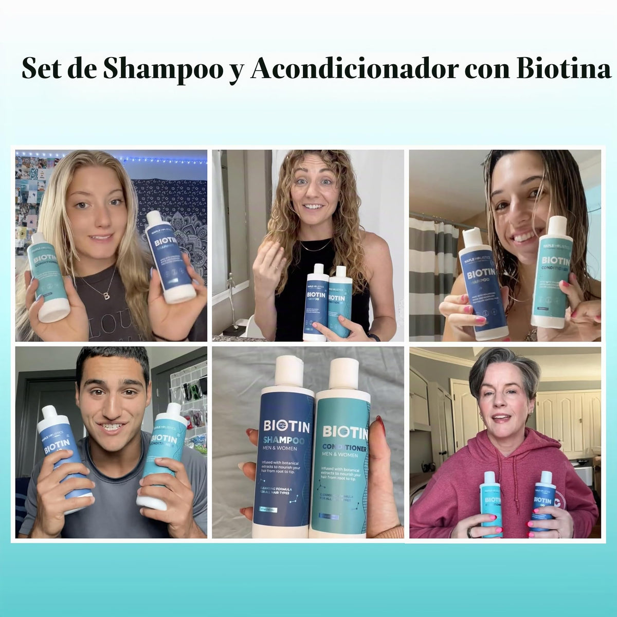 Champú y Acondicionador Biotin Jojoba Argan Sea Buckthorn para Cabello Más Grueso y Fuerte