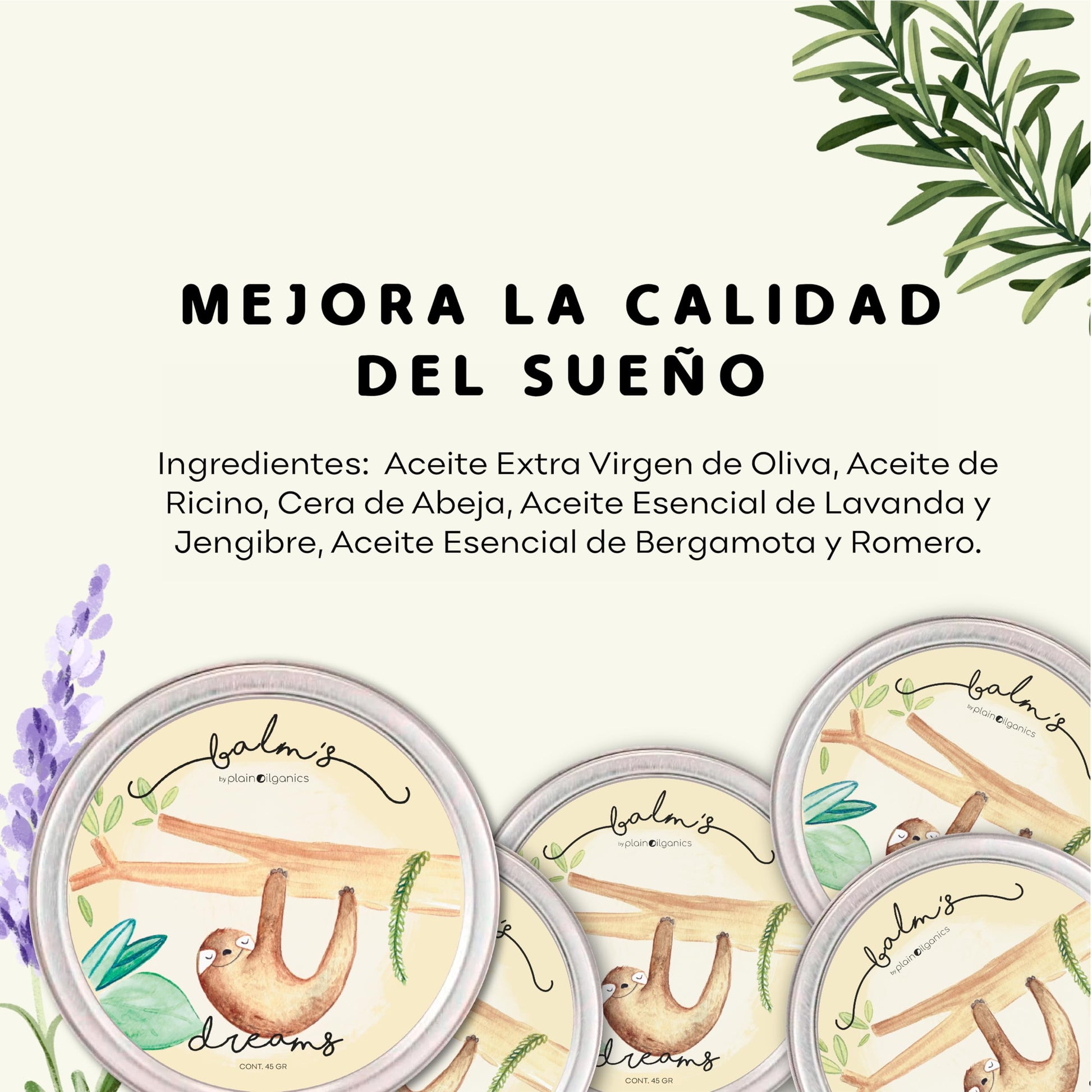 Balm's Dreams 45g - Balsamo para Relajación y Descanso Pomada Natural de Cera de Abeja y Aceite de Oliva con Aceites Esenciales de Lavanda y Romero Bebé Niños Adultos