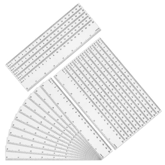LEXININ 100 reglas de plástico transparente de 8 pulgadas, regla recta de plástico de 20 cm para diseñador, ingeniero