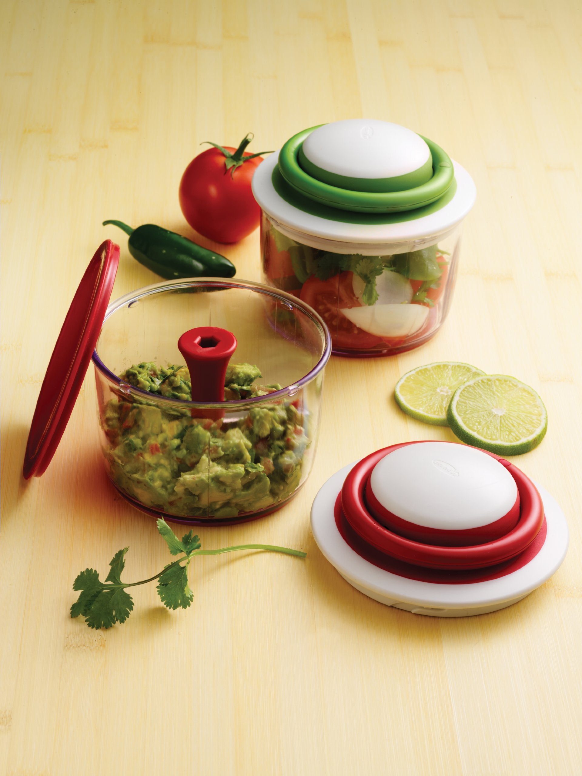 Chef'n VeggiChop - Picadora Manual de Alimentos, Cereza, 1