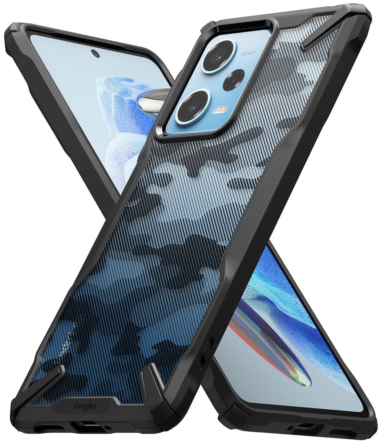 Funda Parachoques Ringke Fusion-X Camo Black Resistente a Impactos para Redmi Note 12 Pro 5G / Poco X5 Pro 5G