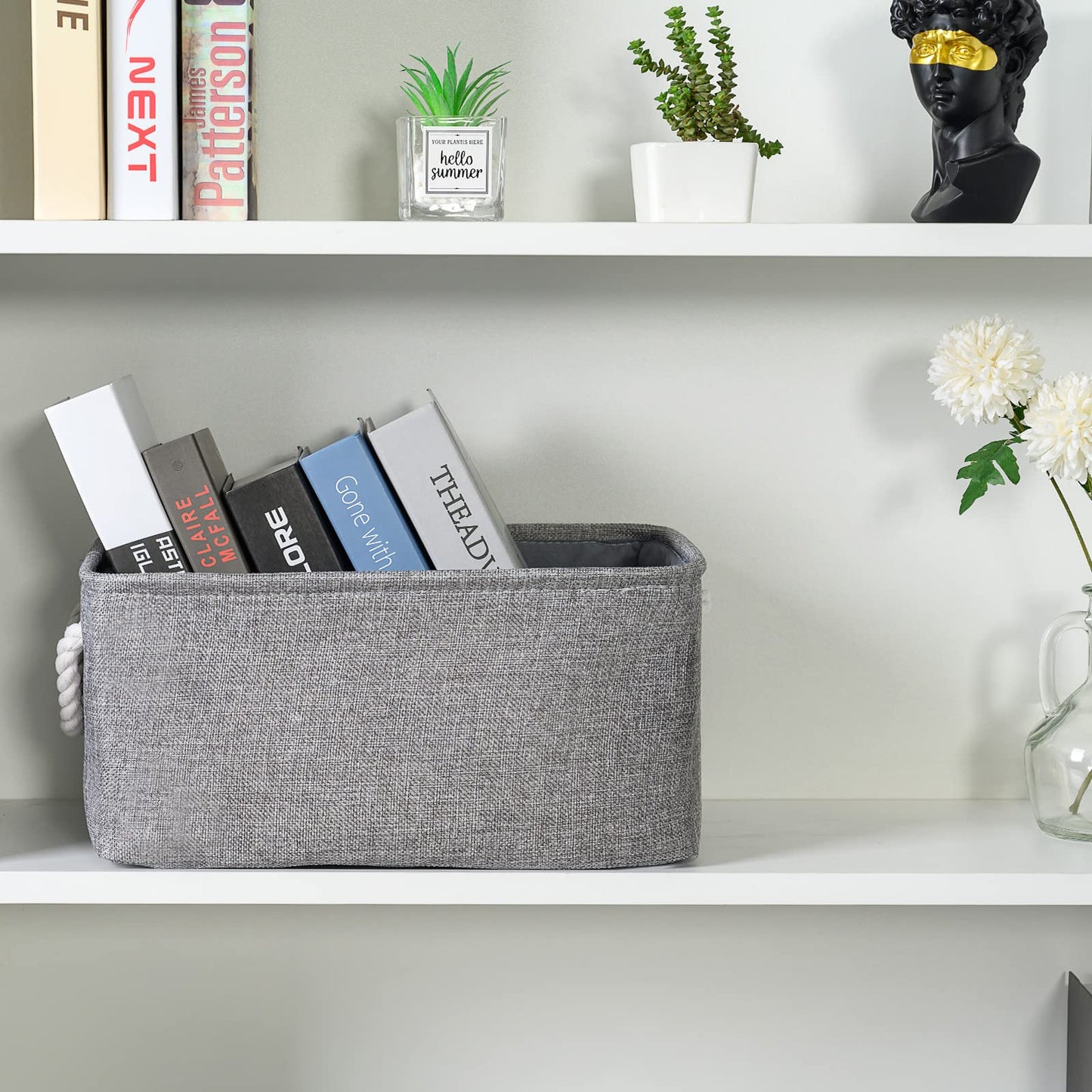 TheWarmHome Cestas de Almacenamiento Grandes, Paquete de 2 Cubos de Almacenamiento de Tela Gris para Mesa de Cambio Guardería Sala de Estar Cuarto de Niños Sala de Juegos Juguetes, Cestas de